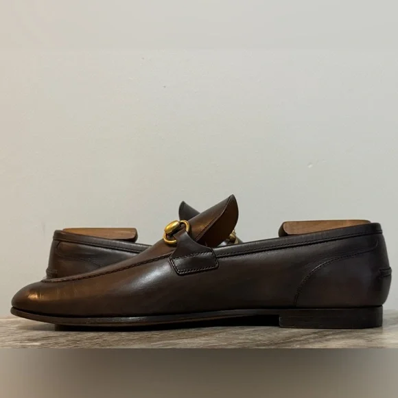 GUCCI Jordaan Horsebit Brown Leather Loafer 8 /8.5 US Moccasin $1100